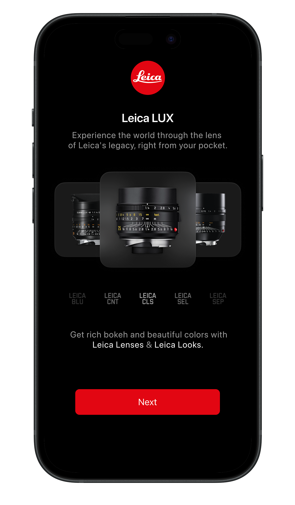 Screenshot der neue Leica-App Leica LUX (c) Leica Camera AG